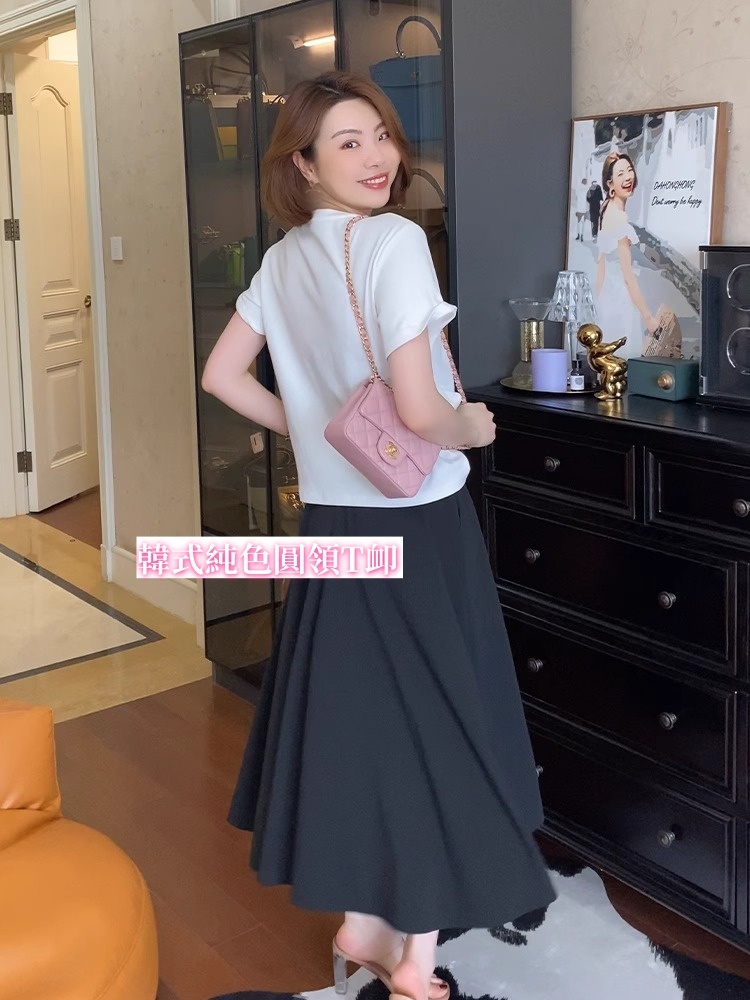 韓式純色圓領T卹