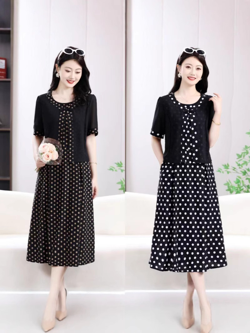 假兩件冰絲連衣裙