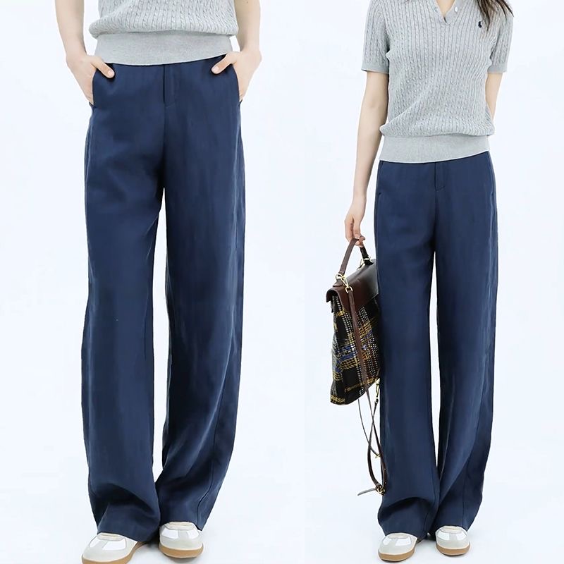 天絲亞麻闊腿褲